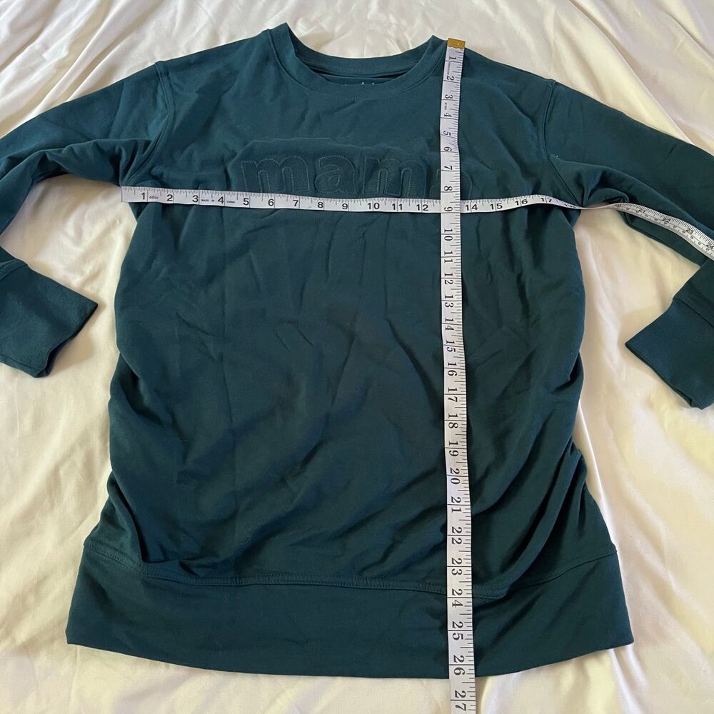 NWT Teal Green "Mama" Stitched Maternity Pullover Sweatshirt Sz XS Pregnancy - Picture 6 of 6